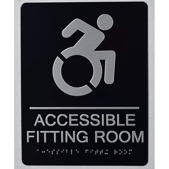 ACCESSIBLE Fitting Room Sign -(Aluminum, Black, Size 6x9)-The Sensation line =