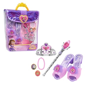 Disney Jr. Sofia the First Royal Accessory Set, Kids Dress-Up Accessories with Tiara, Wand, Play Shoes, Tote Bag, Bracelet and 2 Charms, Ages 3+