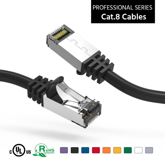 ACCL 0.5Ft Cat.8 S/FTP Ethernet Network Cable Black 26AWG, 10 Pack