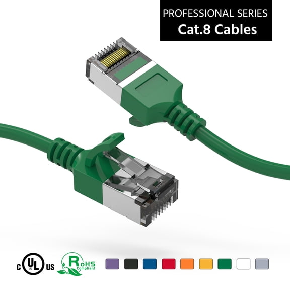 ACCL 0.5Ft Cat.8 U/FTP Slim Ethernet Network Cable Green 30AWG, 4 Pack