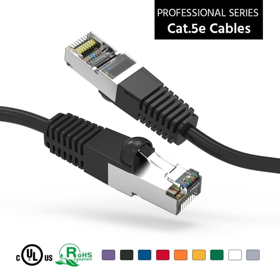 ACCL 1.5Ft Cat.5E Shielded (FTP) Ethernet Network Booted Cable Black, 2 Pack