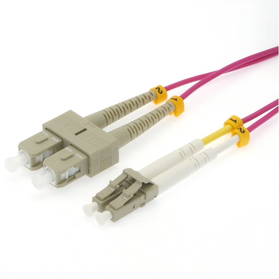 ACCL 1.5m LC/UPC SC/UPC OM4 Multimoide Duplex Erika Violet Fiber Optic Patch Cable, 2 Pack