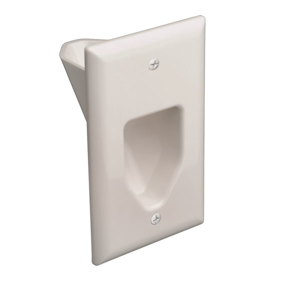 ACCL 1-Gang Recessed Low Voltage Cable Plate, White, 1 Pack