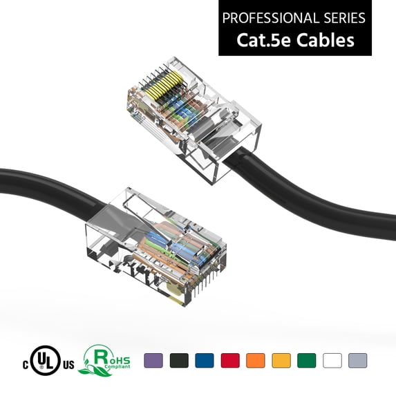 ACCL 100Ft Cat5E UTP Ethernet Network Non Booted Cable Black, 1 Pack