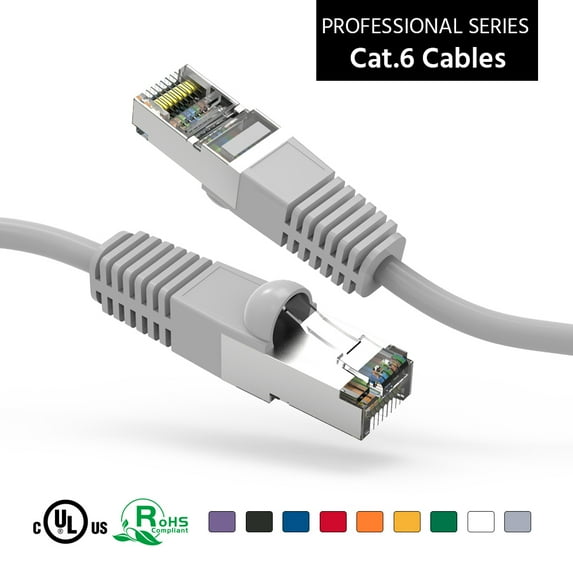 ACCL 100Ft Cat6 Shielded (SSTP) Ethernet Network Booted Cable Gray, 1 Pack