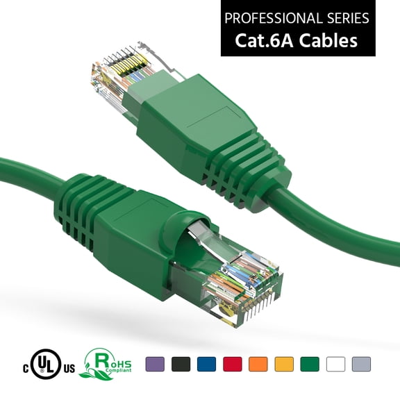 ACCL 100Ft Cat6A UTP Ethernet Network Booted Cable Green, 2 Pack