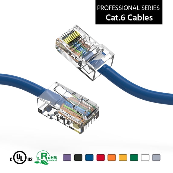 ACCL 150Ft Cat6 UTP Ethernet Network Non Booted Cable Blue, 2 Pack