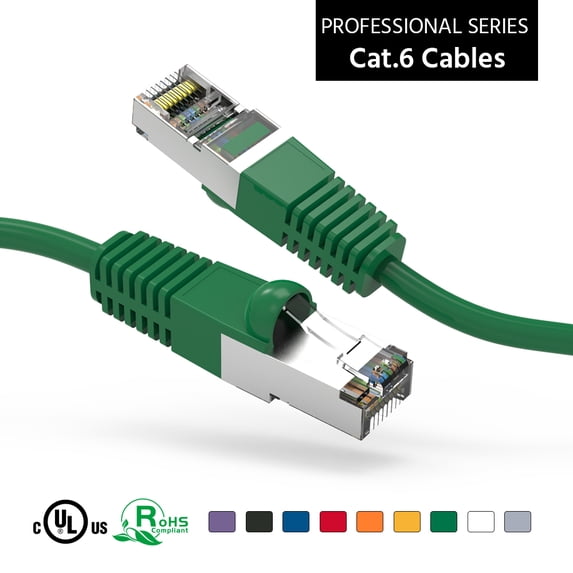 ACCL 20Ft Cat6 Shielded (SSTP) Ethernet Network Booted Cable Green, 1 Pack