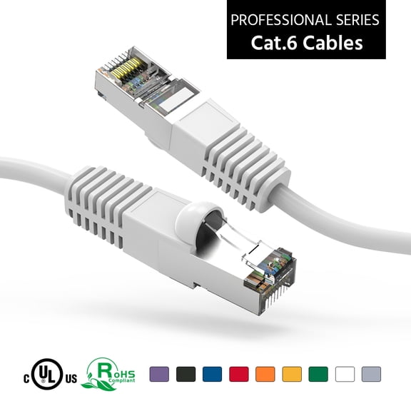 ACCL 20Ft Cat6 Shielded (SSTP) Ethernet Network Booted Cable White, 1 Pack