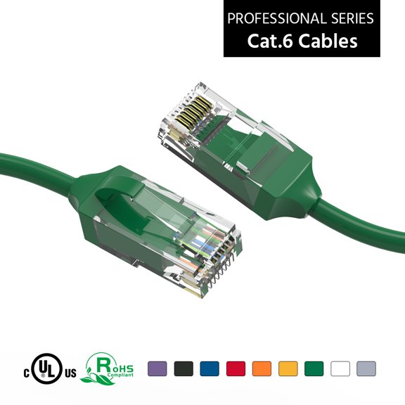 ACCL 2Ft Cat.6 28AWG Slim Ethernet Network Cable Green, 1 Pack