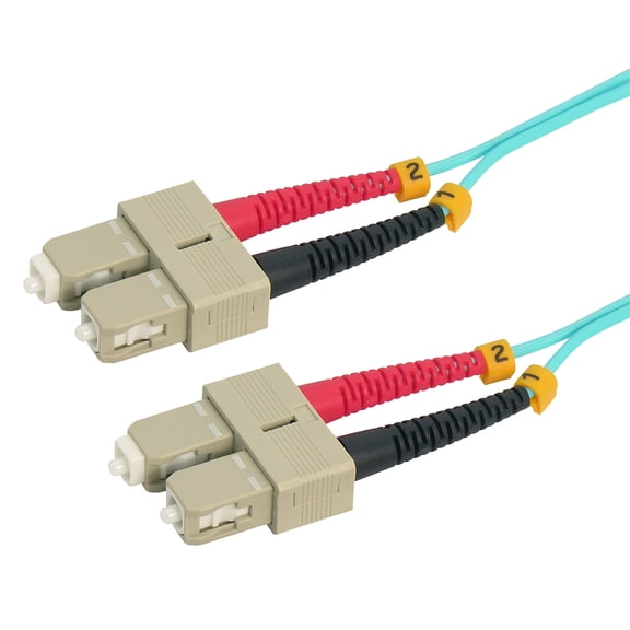 ACCL 2m SC/UPC SC/UPC OM4 Multimoide Duplex Aqua Fiber Optic Patch Cable, 1 Pack