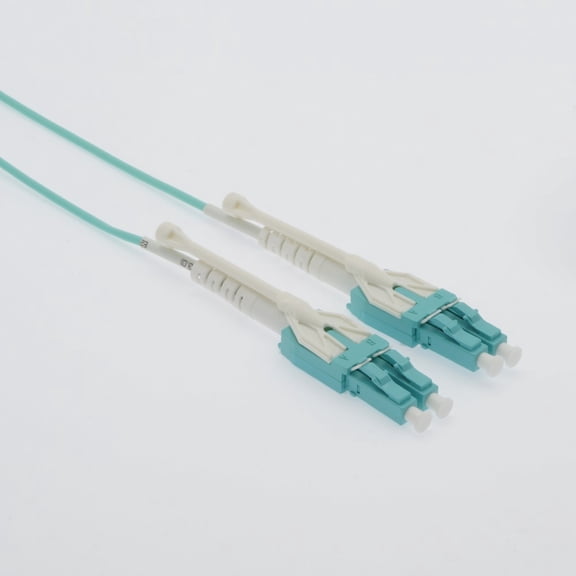 ACCL 2m Uniboot LC/UPC-LC/UPC OM3 Multimode Duplex Aqua Fiber Optic Patch Cable with Pull Push, 1 Pack