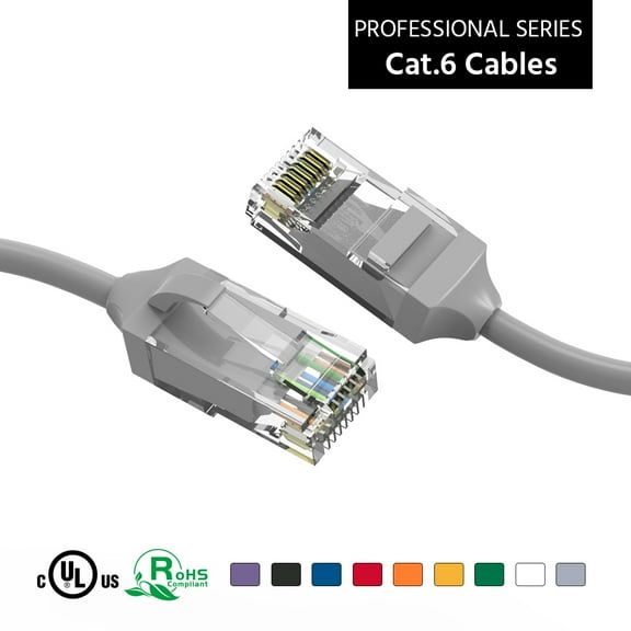 ACCL 3Ft Cat.6 28AWG Slim Ethernet Network Cable Gray, 1 Pack