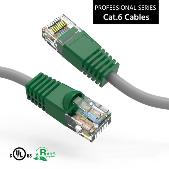 ACCL 3Ft Cat.6 Crossover Cable Gray Wire/Green Boot, 1 Pack