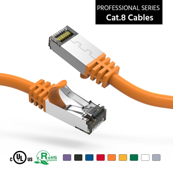 ACCL 3Ft Cat.8 S/FTP Ethernet Network Cable Orange 26AWG, 4 Pack