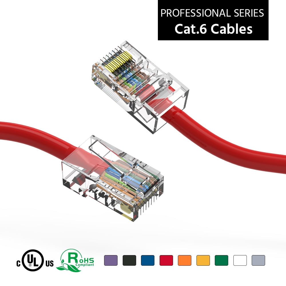 ACCL 3Ft Cat6 UTP Ethernet Network Non Booted Cable Red, 3 Pack