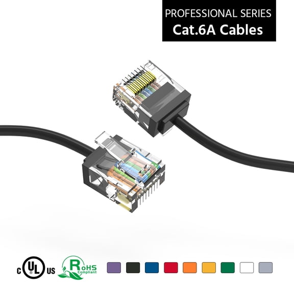 ACCL 3Ft Cat6A UTP Super-Slim Ethernet Network Cable 32AWG Black, 1 Pack
