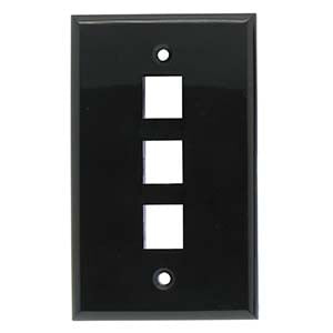 ACCL 3Port Keystone Wallplate Black Smooth Face, 5 Pack