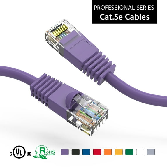 ACCL 40Ft Cat5E UTP Ethernet Network Booted Cable Purple, 1 Pack