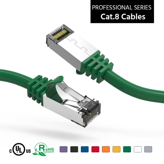 ACCL 4Ft Cat.8 S/FTP Ethernet Network Cable Green 26AWG, 1 Pack