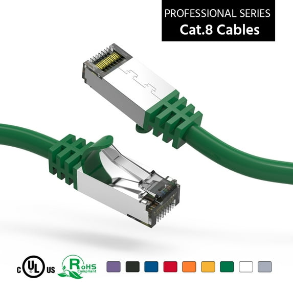 ACCL 4Ft Cat.8 S/FTP Ethernet Network Cable Green 26AWG, 3 Pack