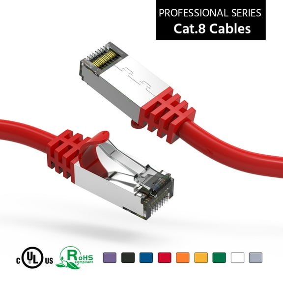 ACCL 4Ft Cat.8 S/FTP Ethernet Network Cable Red 26AWG, 1 Pack