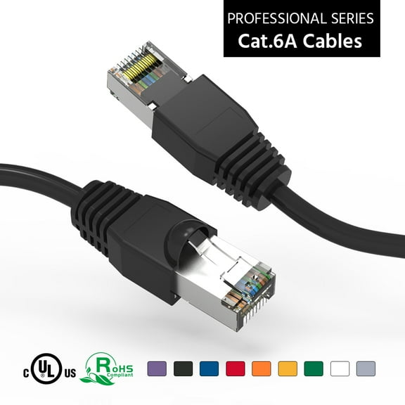 ACCL 4Ft Cat6A Shielded (SSTP) Ethernet Network Booted Cable Black, 1 Pack