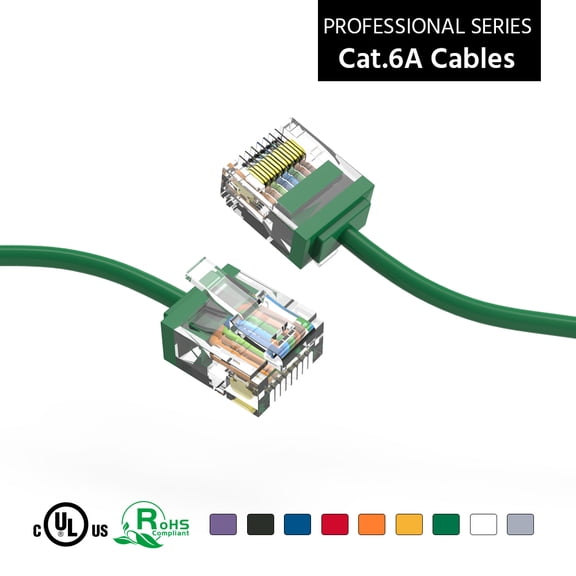 ACCL 4Ft Cat6A UTP Super-Slim Ethernet Network Cable 32AWG Green, 2 Pack