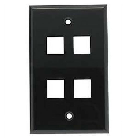 ACCL 4Port Keystone Wallplate Black Smooth Face, 1 Pack