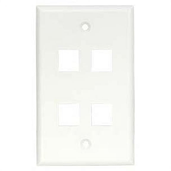 ACCL 4Port Keystone Wallplate White Smooth Face, 1 Pack