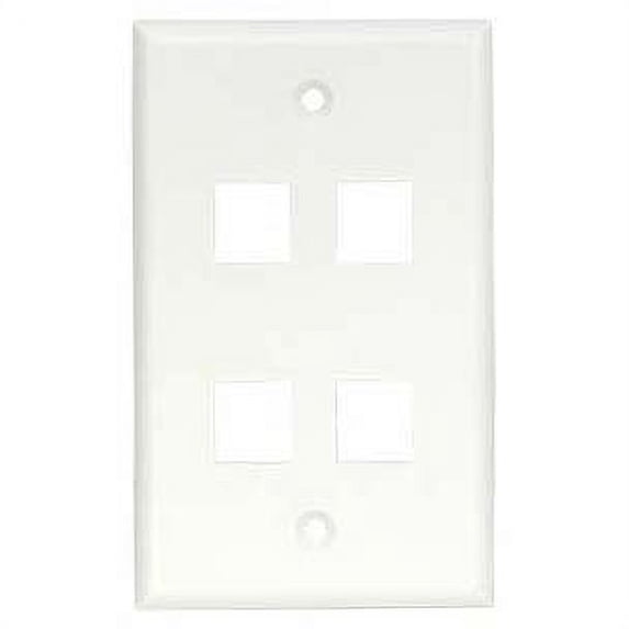 ACCL 4Port Keystone Wallplate White Smooth Face, 2 Pack