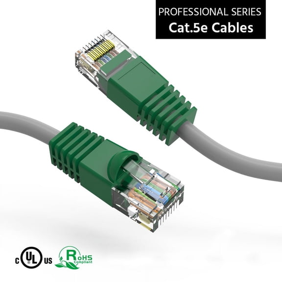 ACCL 50Ft Cat.5e Crossover Cable Gray Wire/Green Boot, 1 Pack