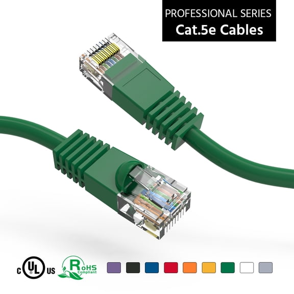 ACCL 50Ft Cat5E UTP Ethernet Network Booted Cable Green, 2 Pack