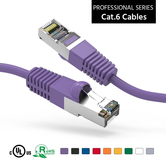 ACCL 50Ft Cat6 Shielded (SSTP) Ethernet Network Booted Cable Purple, 1 Pack