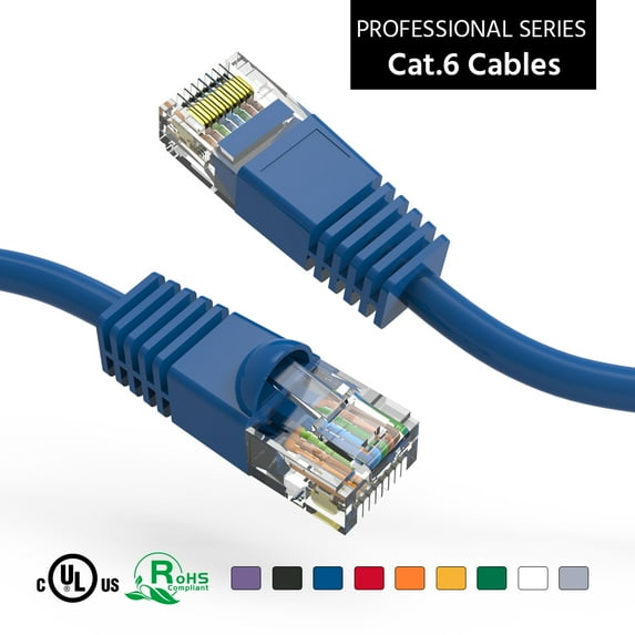 ACCL 50Ft Cat6 UTP Ethernet Network Booted Cable Blue, 3 Pack