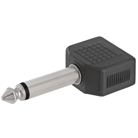 ACCL 6.35mm Mono Plug to 2x3.5mm Stereo Jack Adapter, 50 Pack