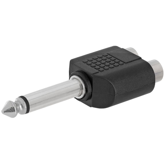 ACCL 6.35mm Mono Plug to 2xRCA Jack Adapter - Straight, 1 Pack