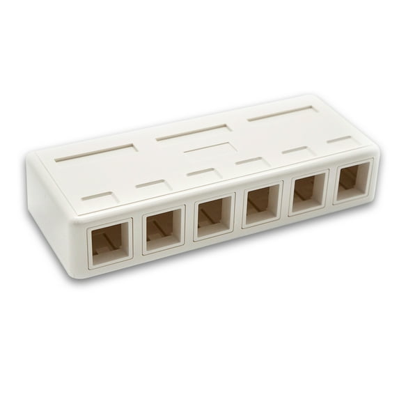 ACCL 6 Port RJ45 Surface Mount Box White (Box Only), 10 Pack