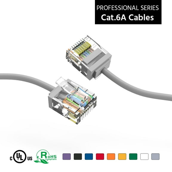 ACCL 6Ft Cat6A UTP Super-Slim Ethernet Network Cable 32AWG Gray, 1 Pack