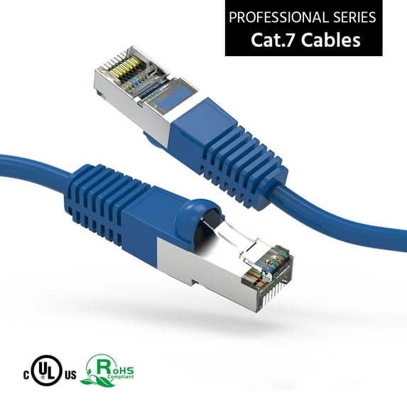 ACCL 6Ft Cat7 Shielded (SSTP) 600MHz Ethernet Network Booted Cable Blue, 10 Pack