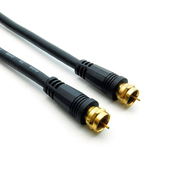 ACCL 6Ft F-Type Screw-on RG6 Cable Black Gold Plated, 1 Pack