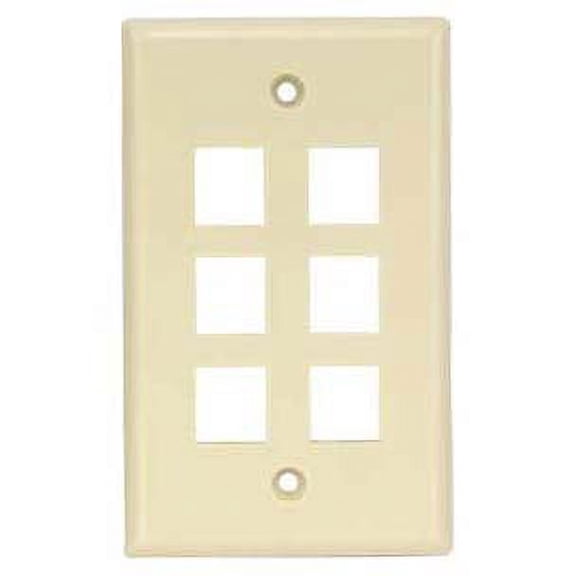 ACCL 6Port Keystone Wallplate Ivory Smooth Face, 1 Pack