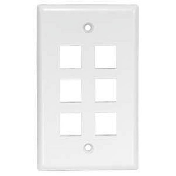 ACCL 6Port Keystone Wallplate White Smooth Face, 1 Pack