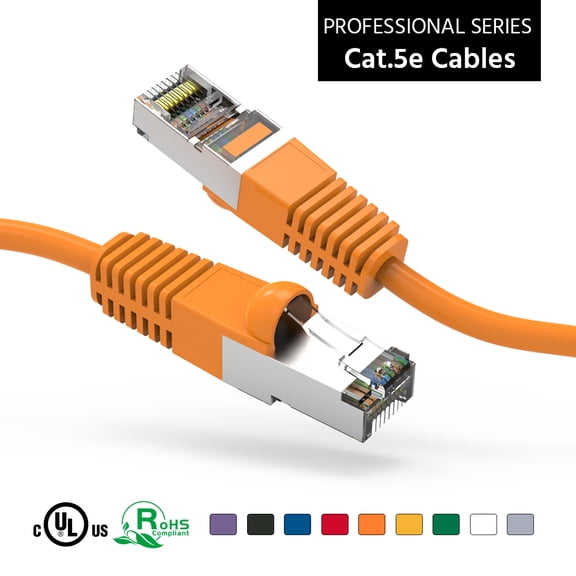 ACCL 75Ft Cat5E Shielded (FTP) Ethernet Network Booted Cable Orange, 1 Pack