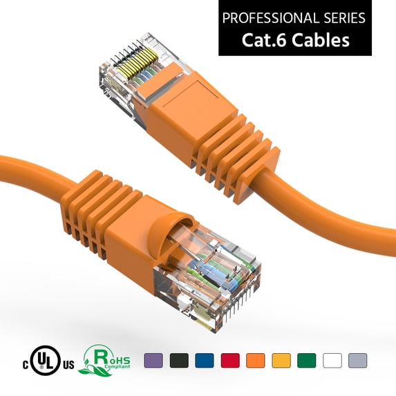 ACCL 75Ft Cat6 UTP Ethernet Network Booted Cable Orange, 1 Pack