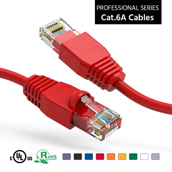ACCL 75Ft Cat6A UTP Ethernet Network Booted Cable Red, 3 Pack