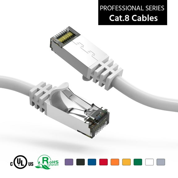 ACCL 7Ft Cat.8 S/FTP Ethernet Network Cable White 26AWG, 1 Pack