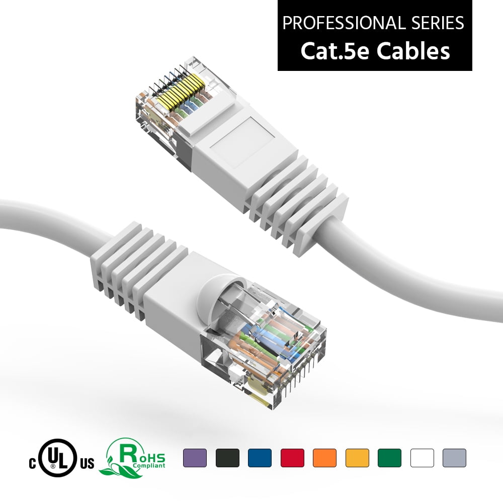 ACCL 8Ft Cat5E UTP Ethernet Network Booted Cable White, 4 Pack