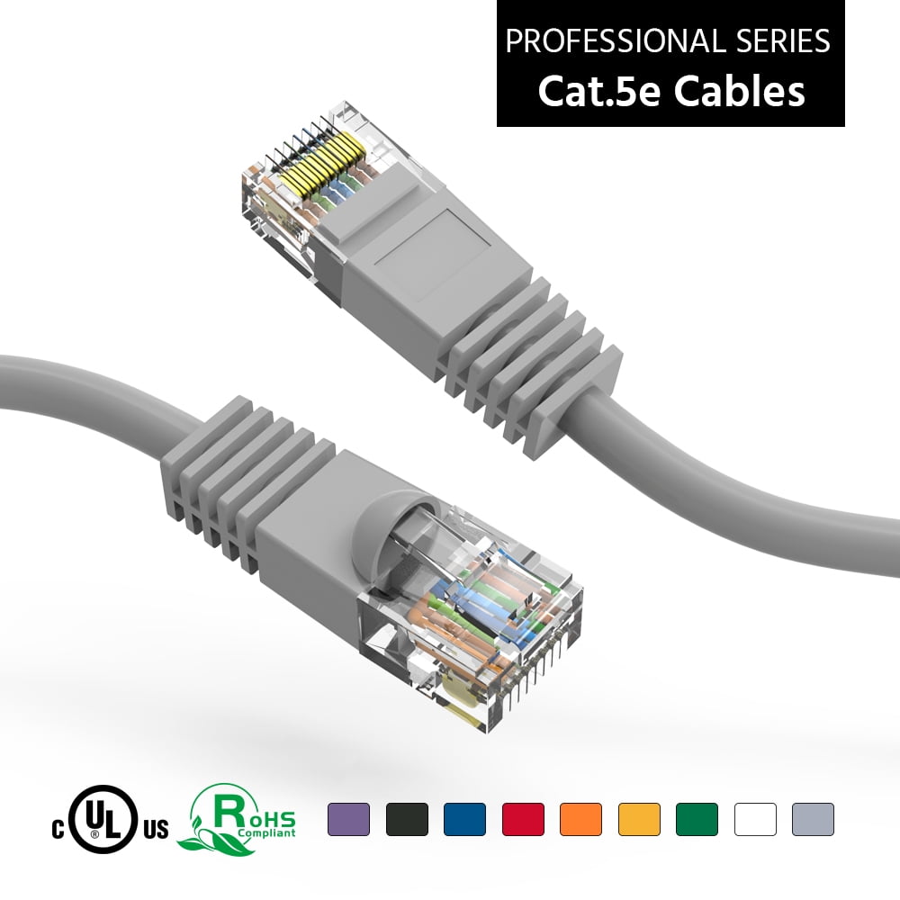 ACCL 9Ft Cat5E UTP Ethernet Network Booted Cable Gray, 10 Pack