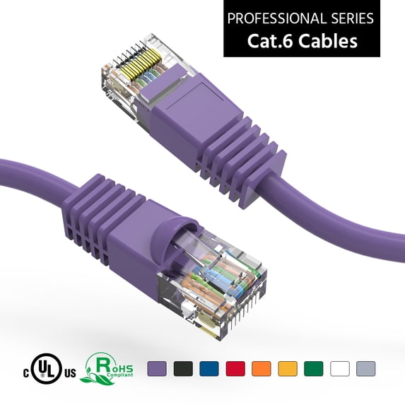 ACCL 9Ft Cat6 UTP Ethernet Network Booted Cable Purple, 3 Pack